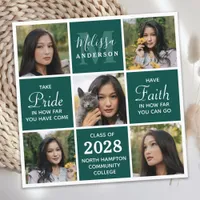 Graduate 5 Photo Collage Emerald Green Graduation Announcement
