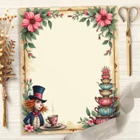 Alice Mad Hatter Teacup Stack Scrapbook Paper