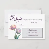 Romantic and Poetic Pastel Tulips Watercolor RSVP Card