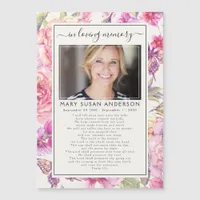 Floral Photo Magnetic Prayer Card Keepsake