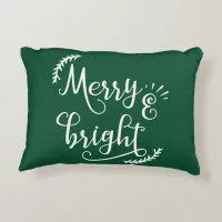 merry and bright Christmas Holiday Decorative Pillow