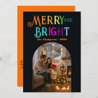 Merry & Bright Colorful Christmas Photo Holiday Card
