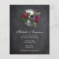 Budget Gothic Skull Floral Wedding Invitation