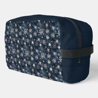 Simple Dark Blue with Snowflakes Toiletry Dopp Kit