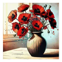 Pretty Vase of Red Poppies Acrylic Print