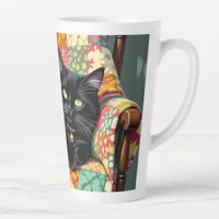 Cute Black Cat on Rocking Chair Latte Mug
