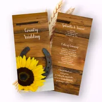 Sunflower and Horseshoe Western Wedding Program