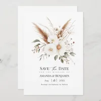 Rustic Pampas Grass Boho Bohemian Wedding QR Code Save The Date