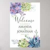 Watercolor Cactus Succulents Wedding Welcome Poster