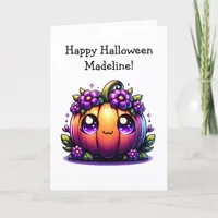 Children's Halloween Pumpkin and Coloring Page Card