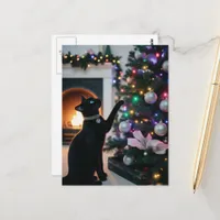 Cute Yule Black Cat Postcard
