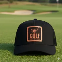 Funny Golf Game of Lies & Flubs Golf Club Ball Tee Leather Patch Hat