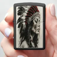 Strong Indian girl warrior in tradition Zippo Lighter