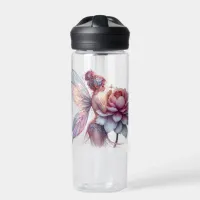 Fairy Holding an Over-sized Flower Personalized Water Bottle