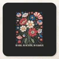No Kings No Dictators No Oligarchs In America Funn Square Paper Coaster