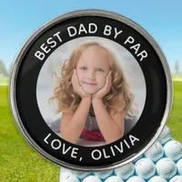 Custom Photo Best Dad By Par Black White Golf Ball Marker