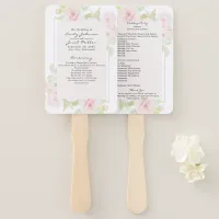 Blush Pink Rose Floral Watercolor Wed Program Hand Fan