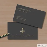 Simple Upscale Gold Scales of Justice Business Card