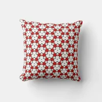 Red White Tri Floral Geometric Pattern Cushion