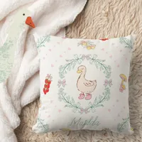 Silly Goose Theme Cute Geese Pink Custom  Throw Pillow