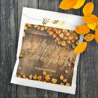 Yellow Autumn Leaves on Wood Thanksgiving Favor Bag