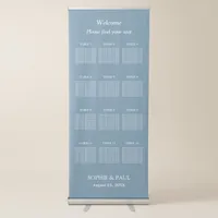 Elegant Dusty Blue 12 Table Wedding Seating Chart Retractable Banner