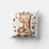 Cute Giraffe Coffee Throw Pillow