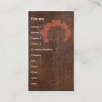 Red Roses Grunge on Brown Background Business Card