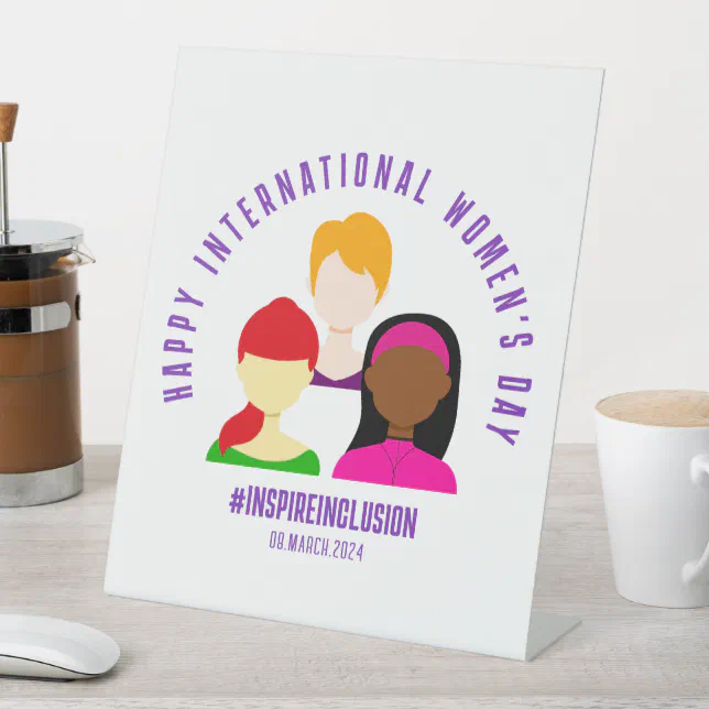 Elegant Faces International Women's Day March 8 Pedestal Sign