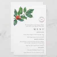 Budget Logo Holly Berries Christmas Party Menu