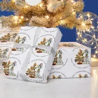 Cute Mice Pattern Merry Christmas Tree Name Wrapping Paper