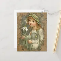 Gorgeous Vintage Fairy and White Flowers Postcard