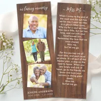 Rustic Memorial Custom 3 Photo Funeral Prayer Bookmarks