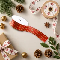 Festive Red Christmas Tree Holiday Satin Ribbon