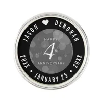 Elegant 4th Linen Wedding Anniversary Celebration Lapel Pin