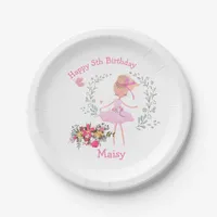 Ballerina Floral Design Birthday Party Paper Plates