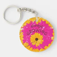 Sunny Yellow Flower Worn Look Acrylic Keychain