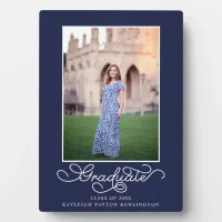 Navy Blue Modern Graduation Photo Keepsake Plaque