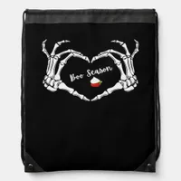 Skeleton Hand Heart Boo Season Spooky Vibe Drawstring Bag