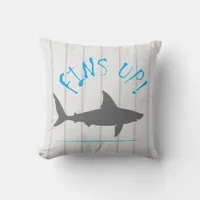 Fins Up Great White Shark Fun Striped Throw Pillow