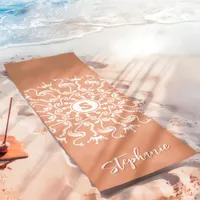 Flamingo Pearl Mandala Monogram Coral Beachy Yoga Mat