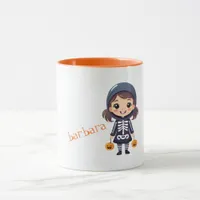 Girl in Halloween Skeleton Costume Mug