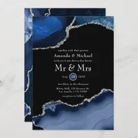Navy and Silver Agate Wedding Invitation