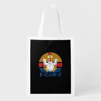 F-Caw-F Funny Chicken Flipping Off Vintage Retro R Grocery Bag