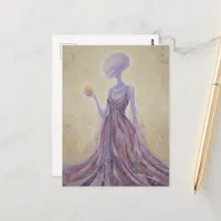 Purple Beautiful Alien Lady With Orange Juice Postcard