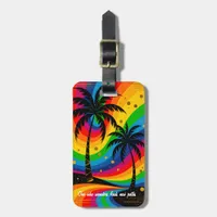 [Pop Art Deco Dreams]  Colorful Tropical Palm Tree Luggage Tag