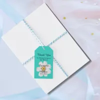 Elegant Romantic Daisy Turquoise Thank You Wedding Gift Tags