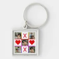 Photo Collage Tic Tac Toe Hugs Kisses Fathers Day Keychain