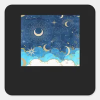 Whimsigoth Clouds Sun Moon Witchy Classic Square Sticker