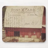 Red Barn Postcard Digital Art Mouse Pad